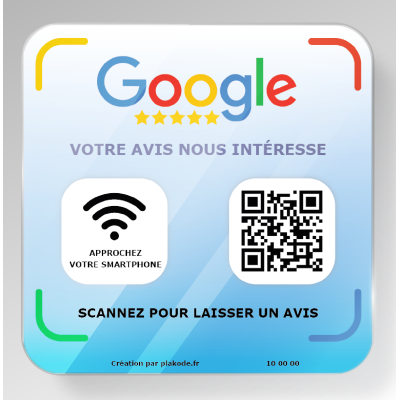 Plaque Google Avis en Plexiglass – NFC & QR Code pour collecter des avis | Plakode